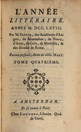 L' année littéraire. 1768,4, 1768,4