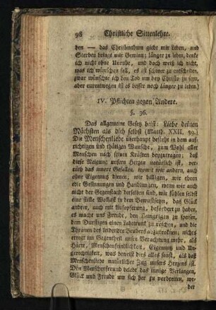 IV. Pflichten gegen Andere