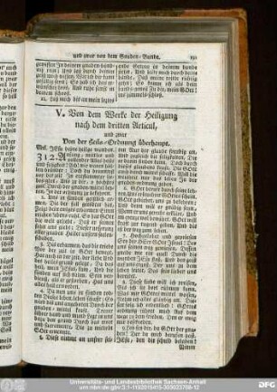 V. Von dem Werke der Heiligung nach dem dritten Articul