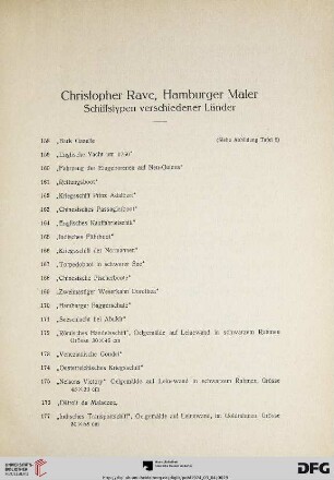 Christopher Rave, Hamburger Maler: Schiffstypen verschiedener Länder (Nr. 158-229)