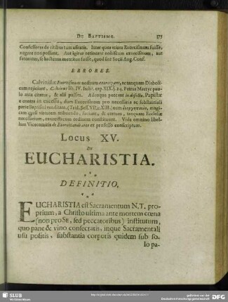 Locus XV. De Eucharistia