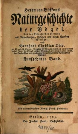 Herrn von Büffons Naturgeschichte der Vögel. Funfzehnter Band