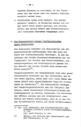 3. Die Ersetzbarkeit kurzer Freiheitsstrafen durch Geldstrafen