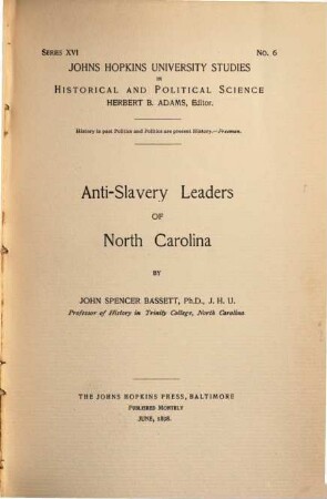 Anti-Slavery Leaders of North Carolina