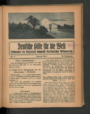 Nr. 8. August 1916. 32 Jahrgang