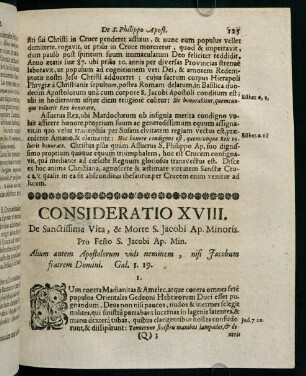 125-130, CONSIDERATIO XVIII. De Sanctissima Vita, & Morte S. Jacobi Ap. Minoris.