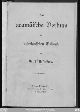 Das aramäische Verbum im babylonischen Talmud