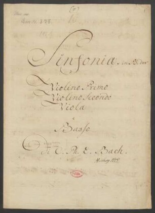 Sinfonien; strings, bc; B-Dur; H 658; Wq 182.2