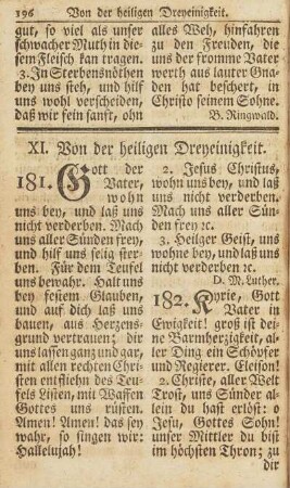 XI. Von der heiligen Dreyeinigkeit.