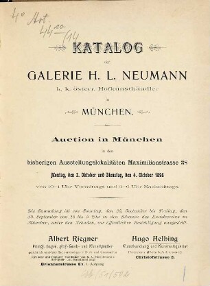 Versteigerung. 1898, 3./4. Okt. = [14]