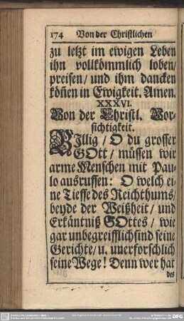 Von der Christl. Vorsichtigkeit