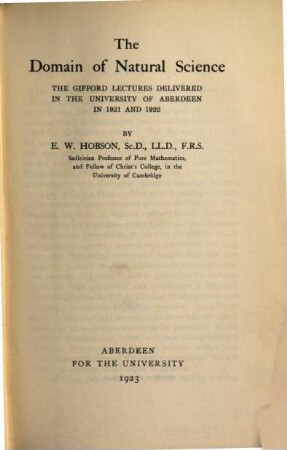 The Domain of natural science