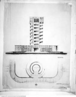 Stegreifprobe - Wasserturm, Aufriss und Grundriss