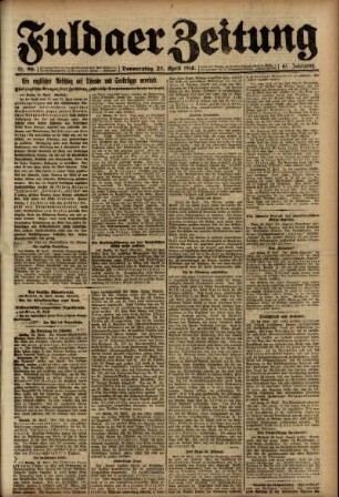 Ausgabe vom Donnerstag, den 25. April 1918.