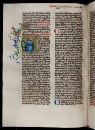Historisierte Initiale (Buch Sofonias / Zefanja): V(erbum domini quod factum est ad sofoniam): Prophet Zefanija mit Schriftband