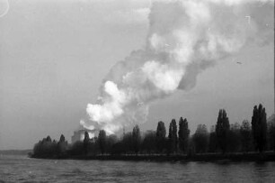 Biblis: Dampfwolke des Atomkraftwerks, mit Licht von Süden