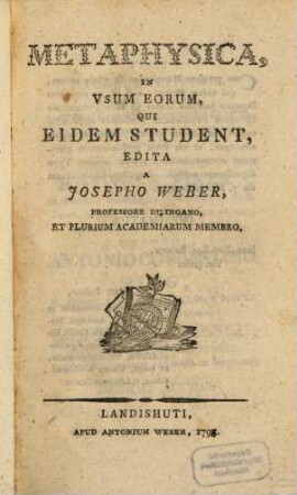 Metaphysica In Vsum Eorum, Qui Eidem Student