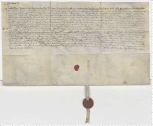 Eheberedung zwischen Lucas Mollner und Gertrud, der Tochter des verstorbenen Christoffer von Dassel, besiegelt von den Ratsmannen Herman Kuleman und Luttke Laffers.