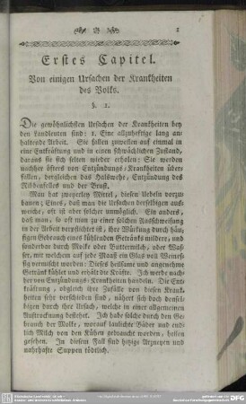 Erstes Capitel. Von einigen Ursachen der Krankheiten des Volks