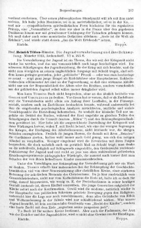 217, Heinrich Többen. Die Jugendverwahrlosung und ihre Bekämpfung . 1922