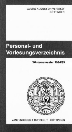 WS 1994/95: Personal- und Vorlesungsverzeichnis ...