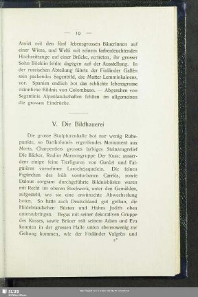 V. Die Bildhauerei