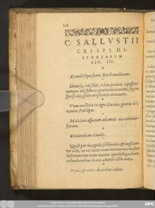 C. Sallustii Crispi Historiarum Lib. III.