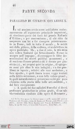 Parte seconda: Parallelo di Giulio II. con Leone X.