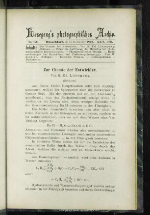 Zur Chemie der Entwickler