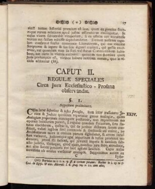 Caput II. Regulæ Speciales Circa Jura Ecclesiastico - Profana obserservandæ.