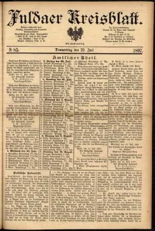 Erste Ausgabe vom Donnerstag, den 22. Juli 1897.