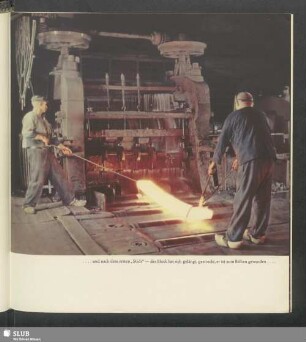 Glühender Metallblock nach dem ersten Stich