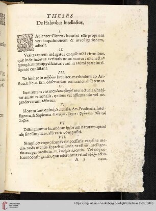 Theses De Habitibus Intellectus