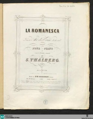 La Romanesca : fameux air de danse du 16e. siècle; op. 36. No. 4; transcrit pour piano d'après la partition originale