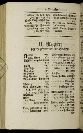 II. Register der vorkommenden Sachen.