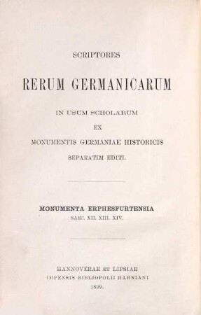 Monumenta Erphesfurtensia : saec. XII. XIII. XIV.