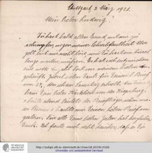 Brief vom 03.03.1921