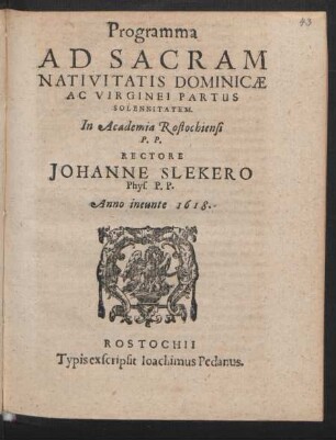 Programma Ad Sacram Nativitatis Dominicae Ac Virginei Partus Solennitatem
