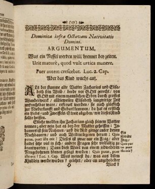57-68, Dominica infra Octavam Nativitatis Domini; Elenchus Argumentorum