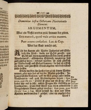 57-68, Dominica infra Octavam Nativitatis Domini; Elenchus Argumentorum