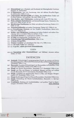 Fayencen (Nr. 206-520)