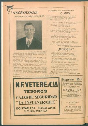 Necrología [de] Avelino Castro Cachaza