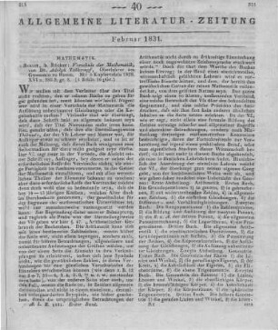 Tellkampf, J. D. A.: Vorschule der Mathematik. Mit 8 Kupfertafeln. Berlin: Rücker 1829
