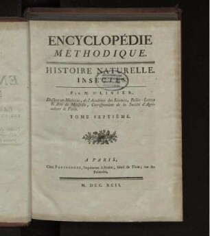 [280], T. 7: Encyclopédie Méthodique, Ou Par Ordre De Matières. [280]. Histoire Naturelle. Tome Septi`eme