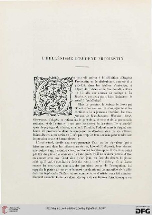 5. Pér. 9.1924: L' hellénisme d'Eugène Fromentin