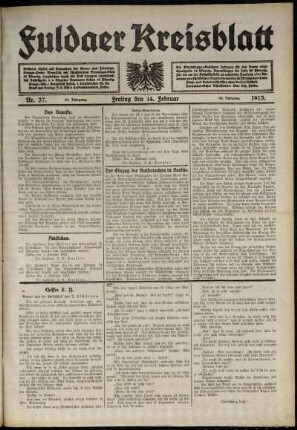Ausgabe vom Freitag, den 14. Februar 1913.