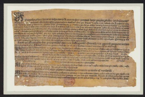 Ablassbrief zum besten des Kampfes gegen die Türken und der Wiederherstellung der Kathedrale von Saintes. 1487