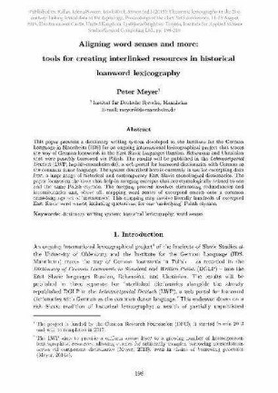 Aligning word senses and more: tools for creating interlinked resources in historical loanword lexicography
