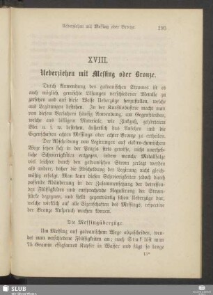 XVIII. Ueberziehen mit Messing oder Bronze