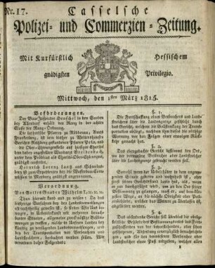 Nr. 17, Mittwoch, den 1sten Maerz 1815